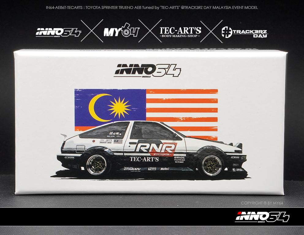 INNO64 1:64 Tec Arts Toyota Corolla AE86 Trueno Malaysia Special Edition