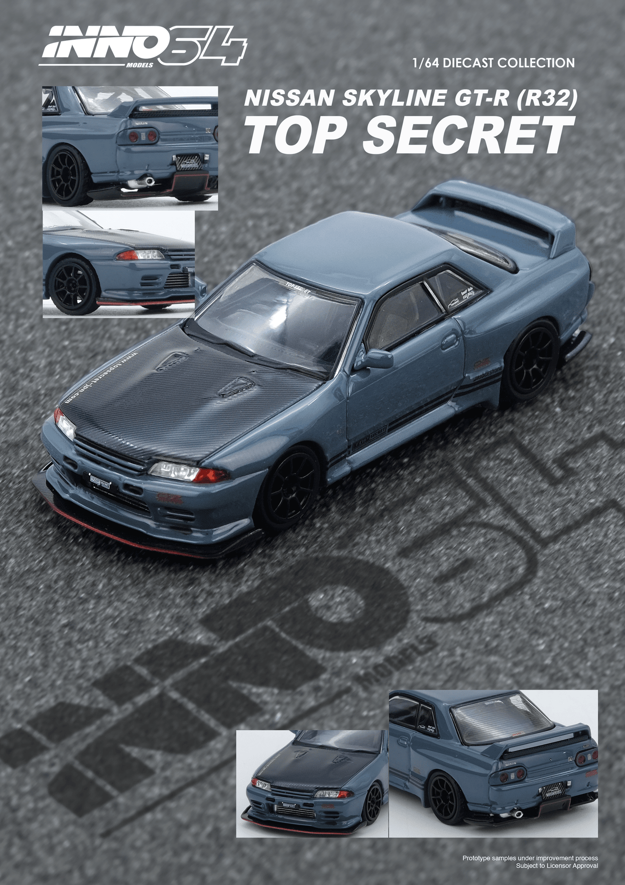 INNO64 1:64 Top Secret Nissan R32 GT-R Stealth Grey