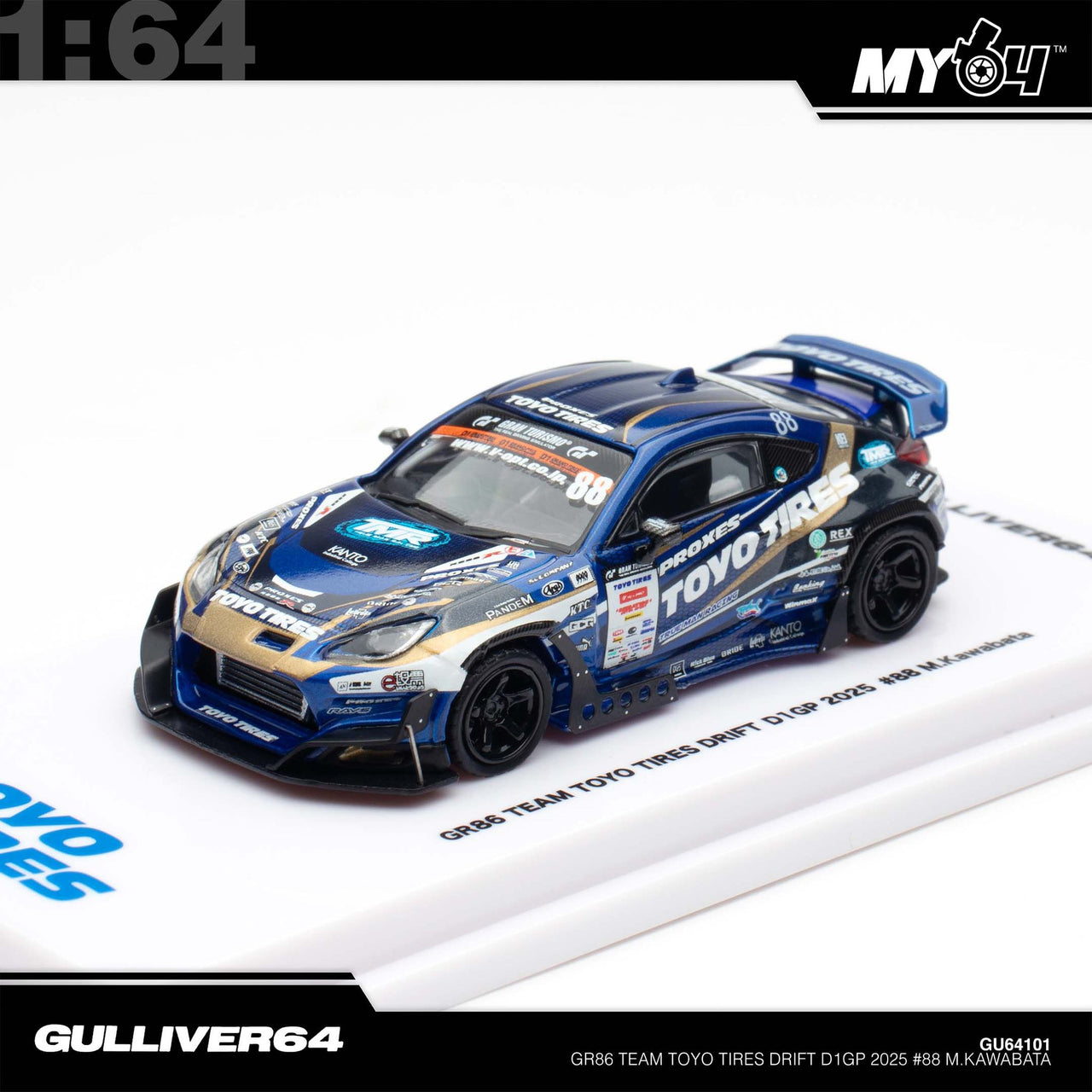 INNO64 1:64 Toyota GR86 Team Toyo Tires Drift D1GP 2025 #88 M.Kawabata Tokyo Auto Salon Exclusive