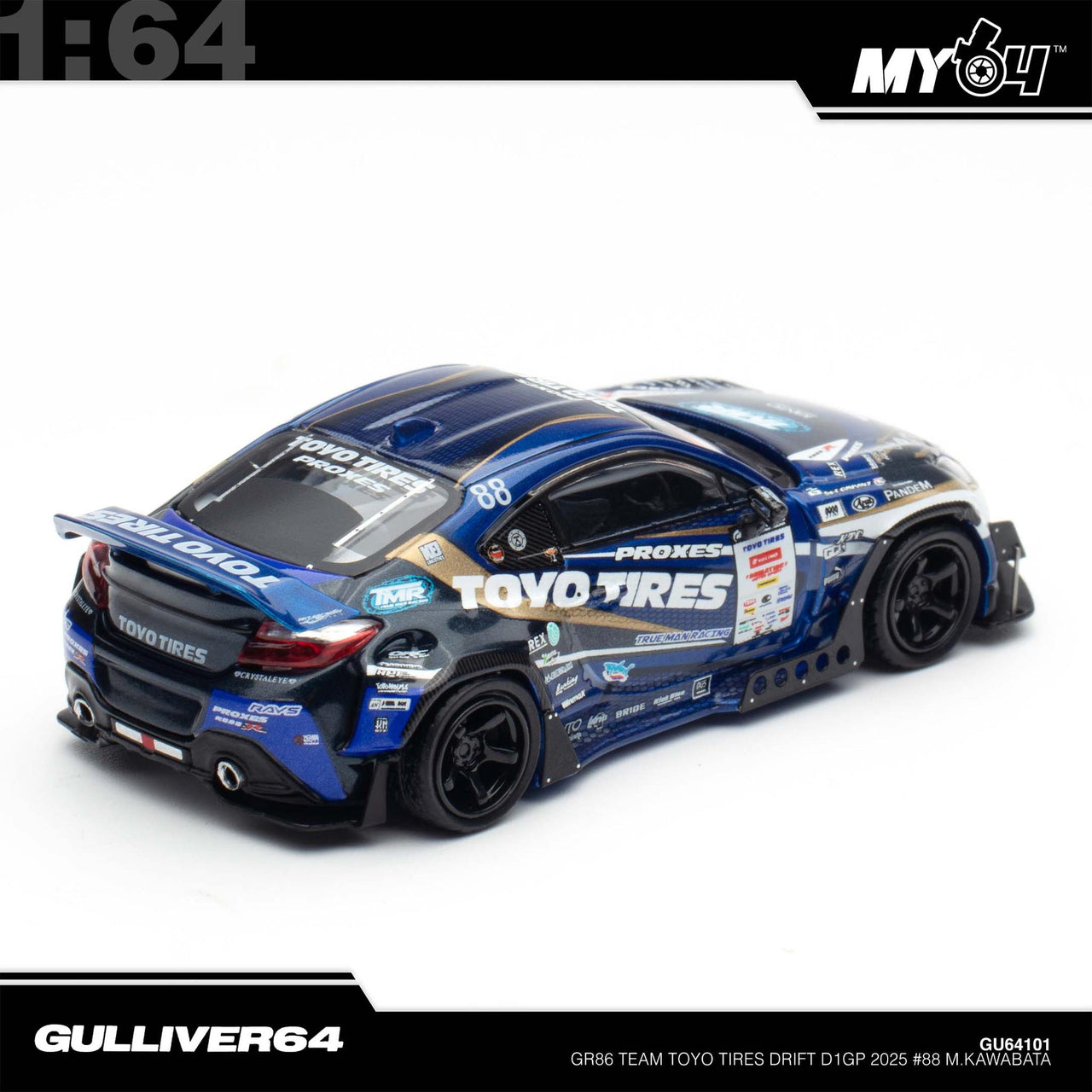 INNO64 1:64 Toyota GR86 Team Toyo Tires Drift D1GP 2025 #88 M.Kawabata Tokyo Auto Salon Exclusive