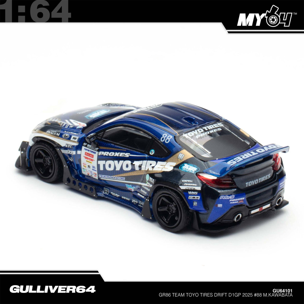INNO64 1:64 Toyota GR86 Team Toyo Tires Drift D1GP 2025 #88 M.Kawabata Tokyo Auto Salon Exclusive