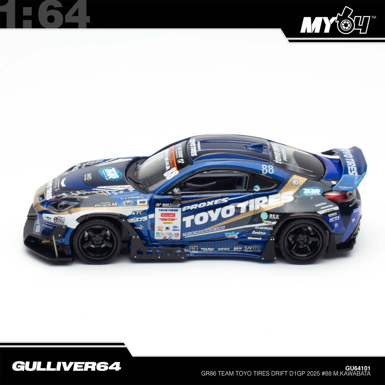 INNO64 1:64 Toyota GR86 Team Toyo Tires Drift D1GP 2025 #88 M.Kawabata Tokyo Auto Salon Exclusive