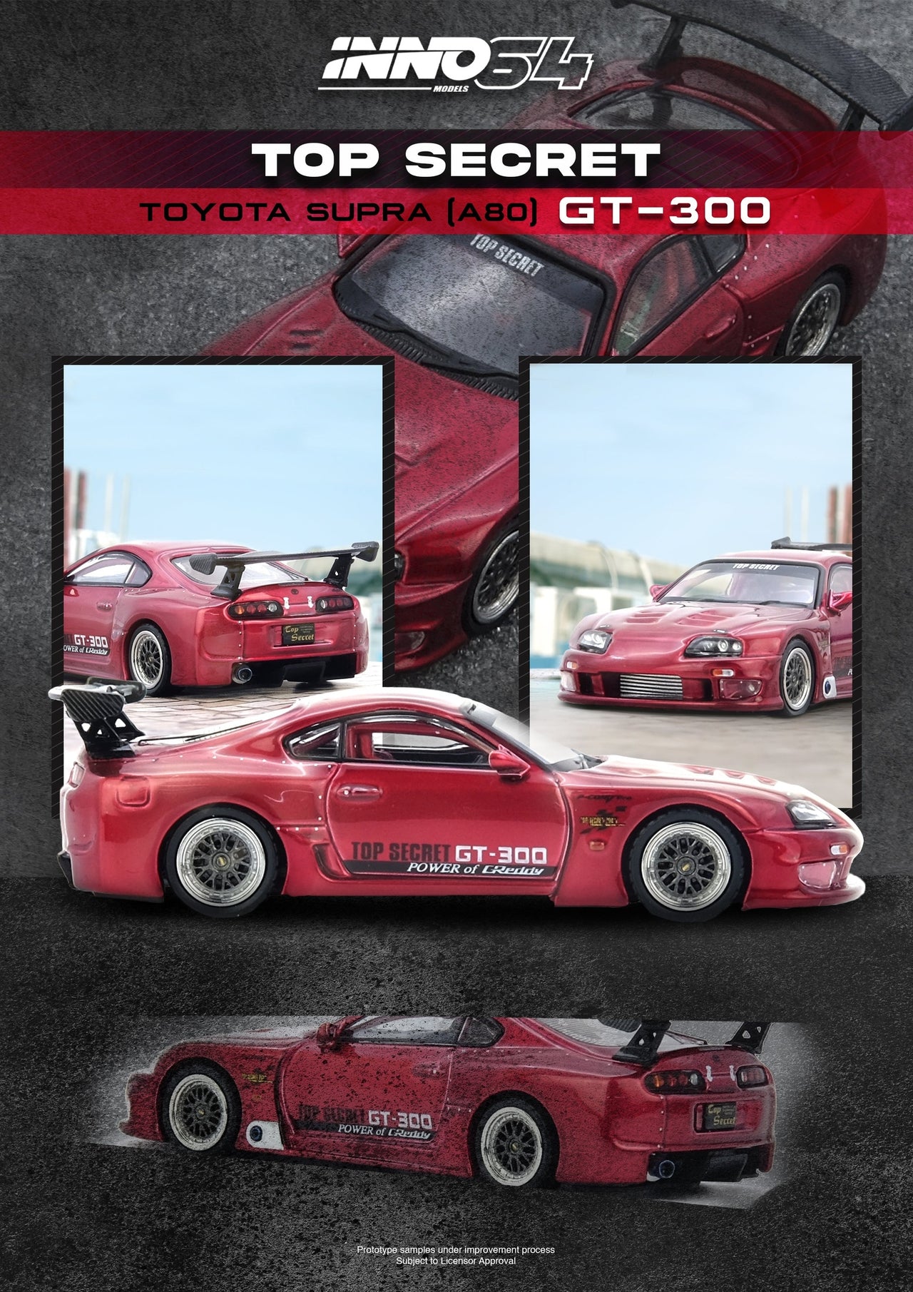INNO64 1:64 Toyota SUPRA A80 "TOP SECRET" Red