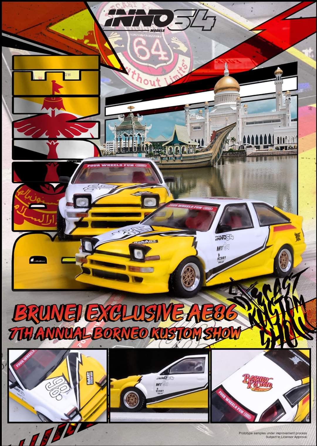 INNO64 1:64 Toyota Sprinter Trueno AE86 N2 BY Tec-Art's Brunei Die Cast Custom Show 2024 Special Edition