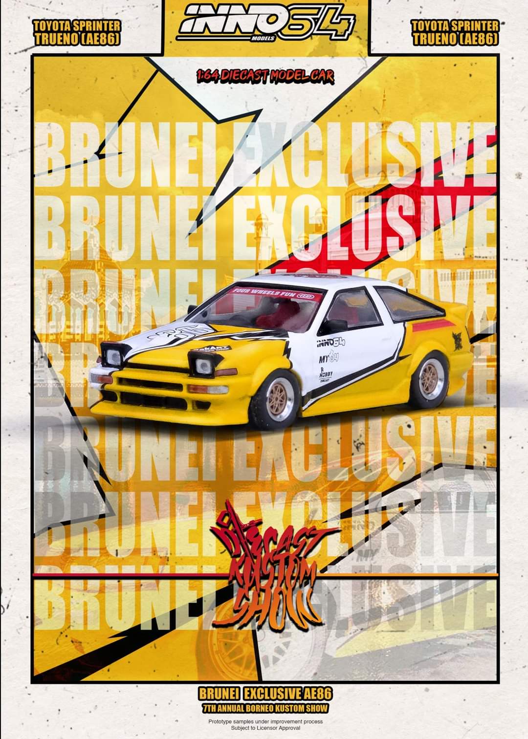 INNO64 1:64 Toyota Sprinter Trueno AE86 N2 BY Tec-Art's Brunei Die Cast Custom Show 2024 Special Edition