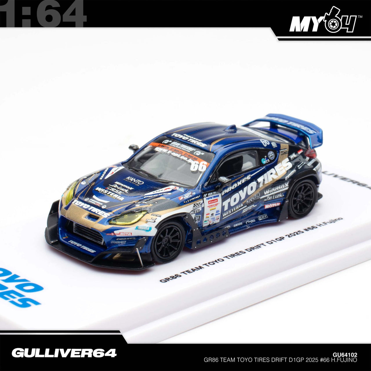 INNO64 1:64 Toyotoa GR86 Team Toyo Tires Drift D1GP 2025 #66 H.Fujino Tokyo Auto Salon Exclusive