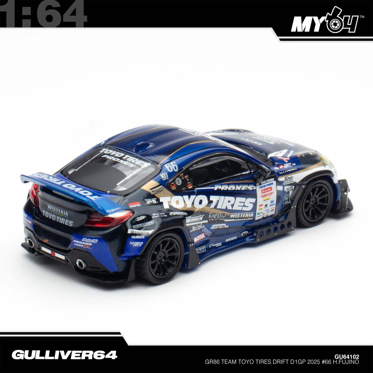 INNO64 1:64 Toyotoa GR86 Team Toyo Tires Drift D1GP 2025 #66 H.Fujino Tokyo Auto Salon Exclusive