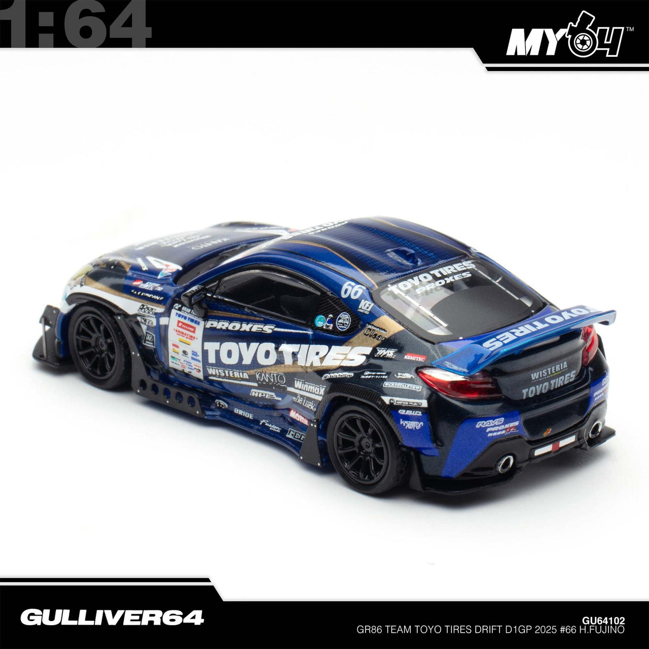 INNO64 1:64 Toyotoa GR86 Team Toyo Tires Drift D1GP 2025 #66 H.Fujino Tokyo Auto Salon Exclusive