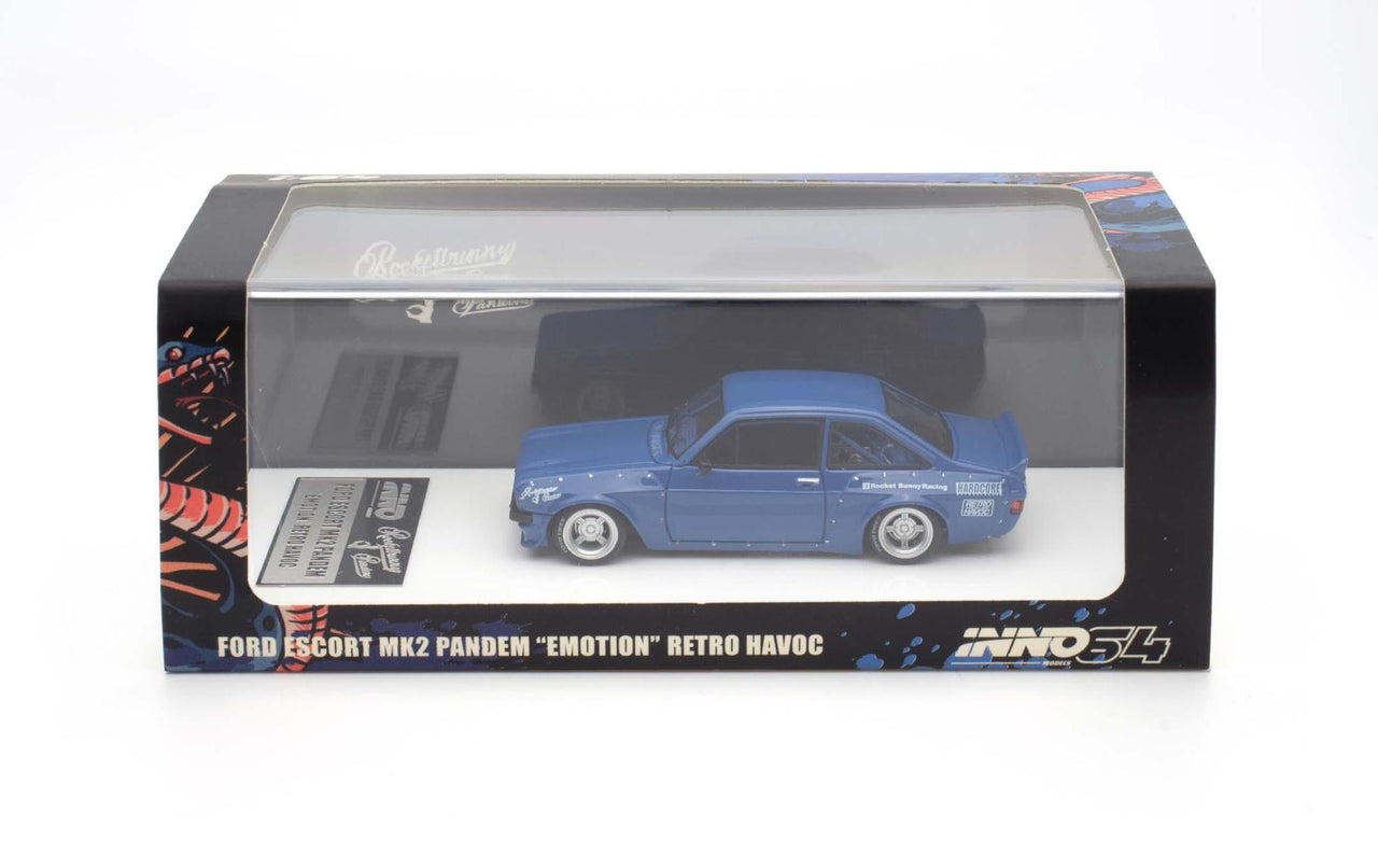 INNO64R 1:64 Ford Escort MK2 PANDEM "EMOTION" Retro Havoc Blue