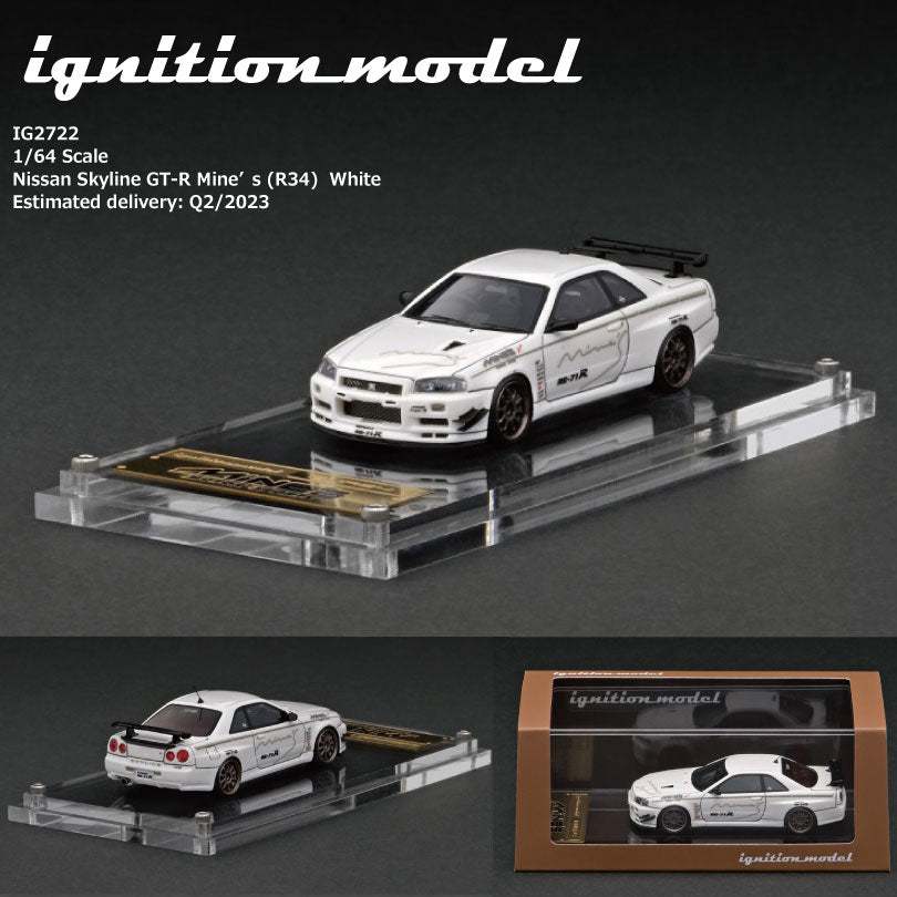 Ignition Model 1:64 Nissan Skyline R34 GT-R R Tune Mines White IG2722