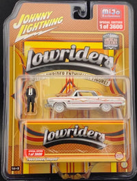 Thumbnail for Johnny Lightning 1:64 Lowriders 1963 Chevrolet Impala with American Diorama Figure WHITE LIGHTNING