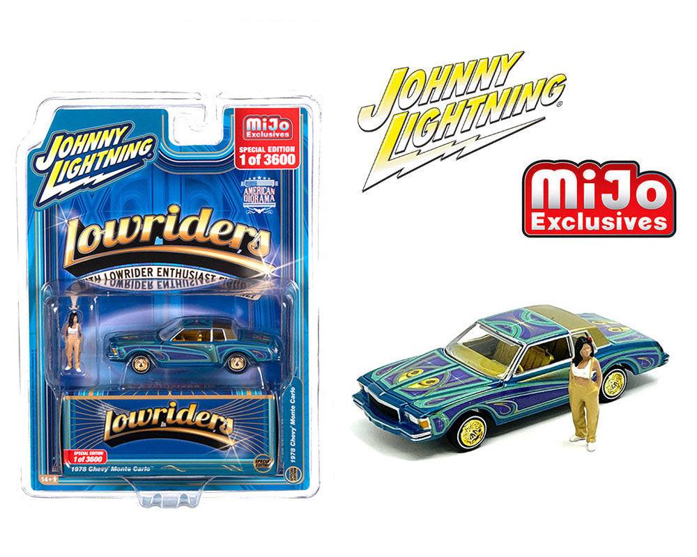 Johnny Lightning 1:64 Lowriders 1978 Chevrolet Monte Carlo with American Diorama Figure Limited 3,600 Pieces