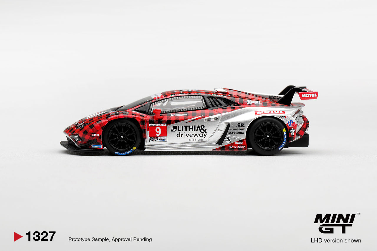 (PRE-ORDER) Mini GT 1:64 Lamborghini Huracan GT3 EVO2 #9 Pfaff Motorsports 2025 IMSA WeatherTech GTD Pro  MGT01327-L