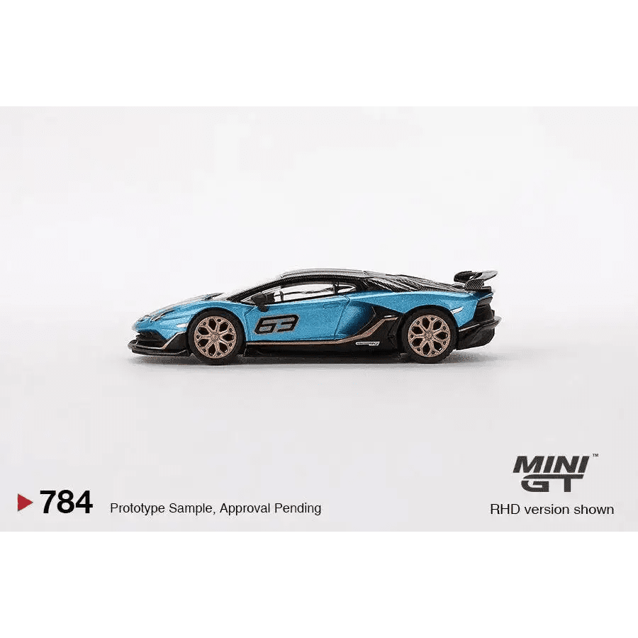 MINI GT 1:64 Lamborghini Aventador SVJ 63 Blu Aegir MGT00784-R