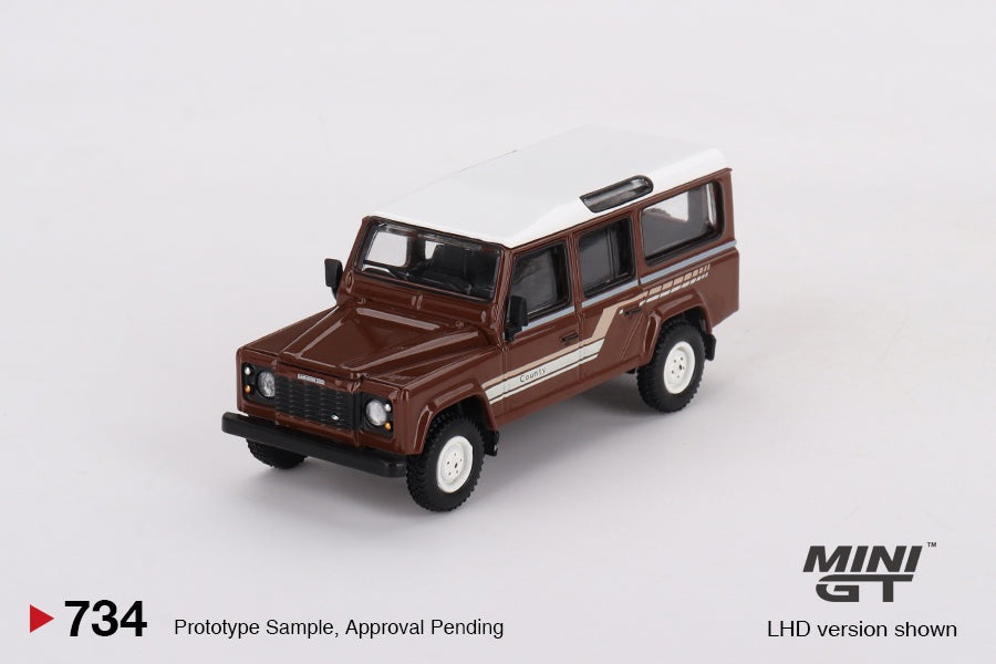 MINI GT 1:64 Land Rover Defender 110 1985 County Station Wagon Russet Brown MGT00734-L