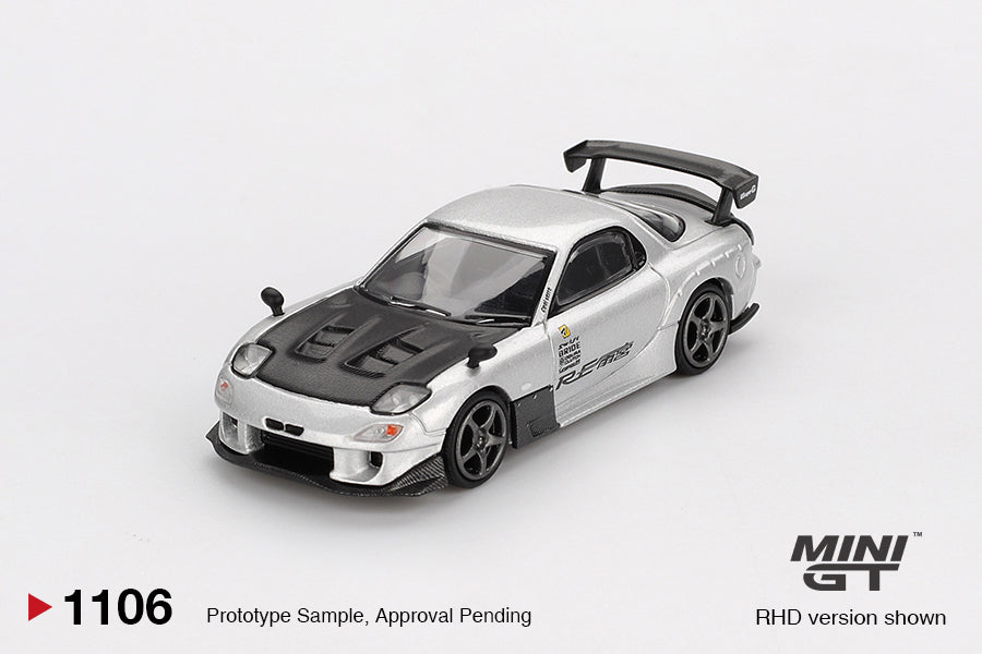 MINI GT 1:64 Mazda RX-7 RE-Amemiya Silver Metallic MGT01106-R
