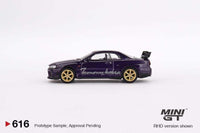 Thumbnail for MINI GT 1:64 Nissan Skyline GT-R R34 Tommykaira R-z Midnight Purple