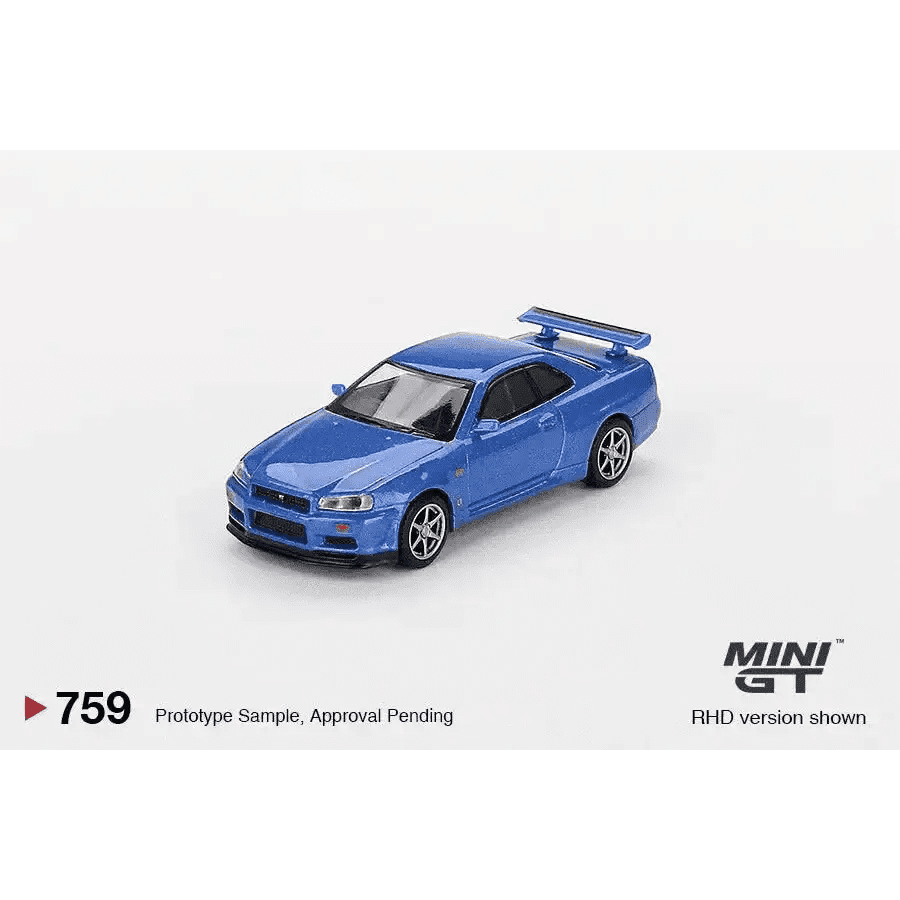 MINI GT 1:64 Nissan Skyline GT-R R34 V-Spec Bayside Blue MGT00759-R