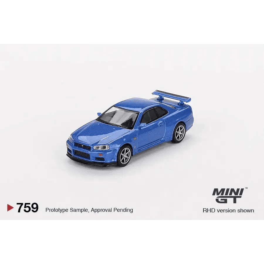 MINI GT 1:64 Nissan Skyline GT-R R34 V-Spec Bayside Blue MGT00759-R