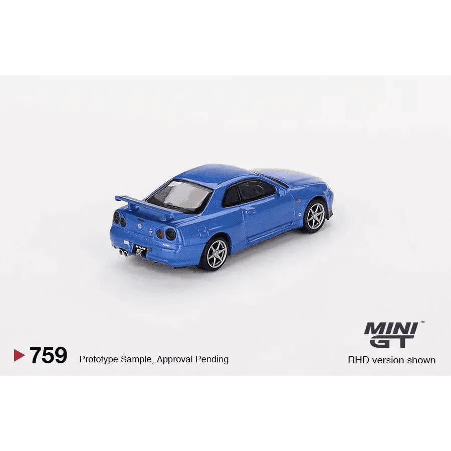 MINI GT 1:64 Nissan Skyline GT-R R34 V-Spec Bayside Blue MGT00759-R