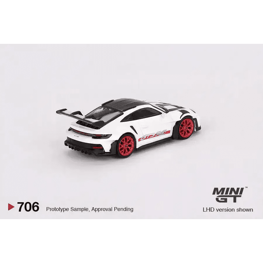 MINI GT 1:64 Porsche 911 992 GT3 RS Weissach Package White w/ Pyro Red MGT00706-R