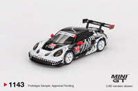 Thumbnail for MINI GT 1:64 Porsche 911 GT3 R #77 AO Racing 2025 IMSA Petit Le Mans Skeleton Rexy MGT01143-L