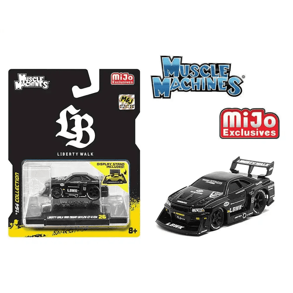 Maisto Muscle Machines 1:64 LBWK 1999 Nissan Skyline GT-R R34 Black Liberty Walk