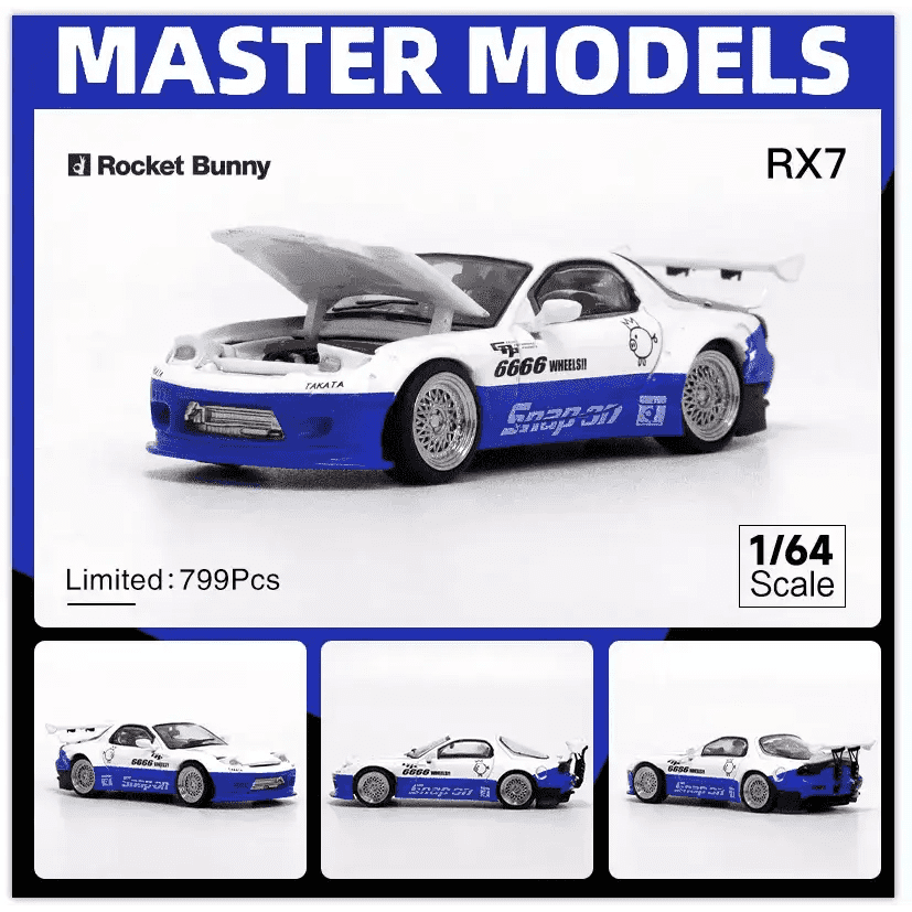 Master 1:64 Mazda RX-7 Pandem FD3S Blue/White Snap On