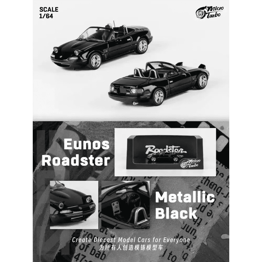 Micro Turbo 1:64 1996 Mazda MX5 Eunos Roadster Metallic Black