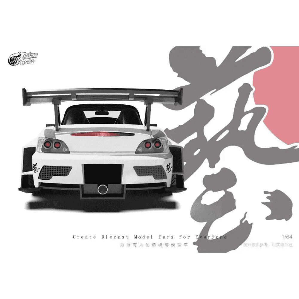 Micro Turbo 1:64 Custom Honda S2000 JS Racing White w/ Opening Hood