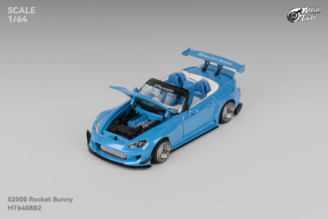 Micro Turbo 1:64 Custom Honda S2000 Rocket Bunny, Metallic Blue