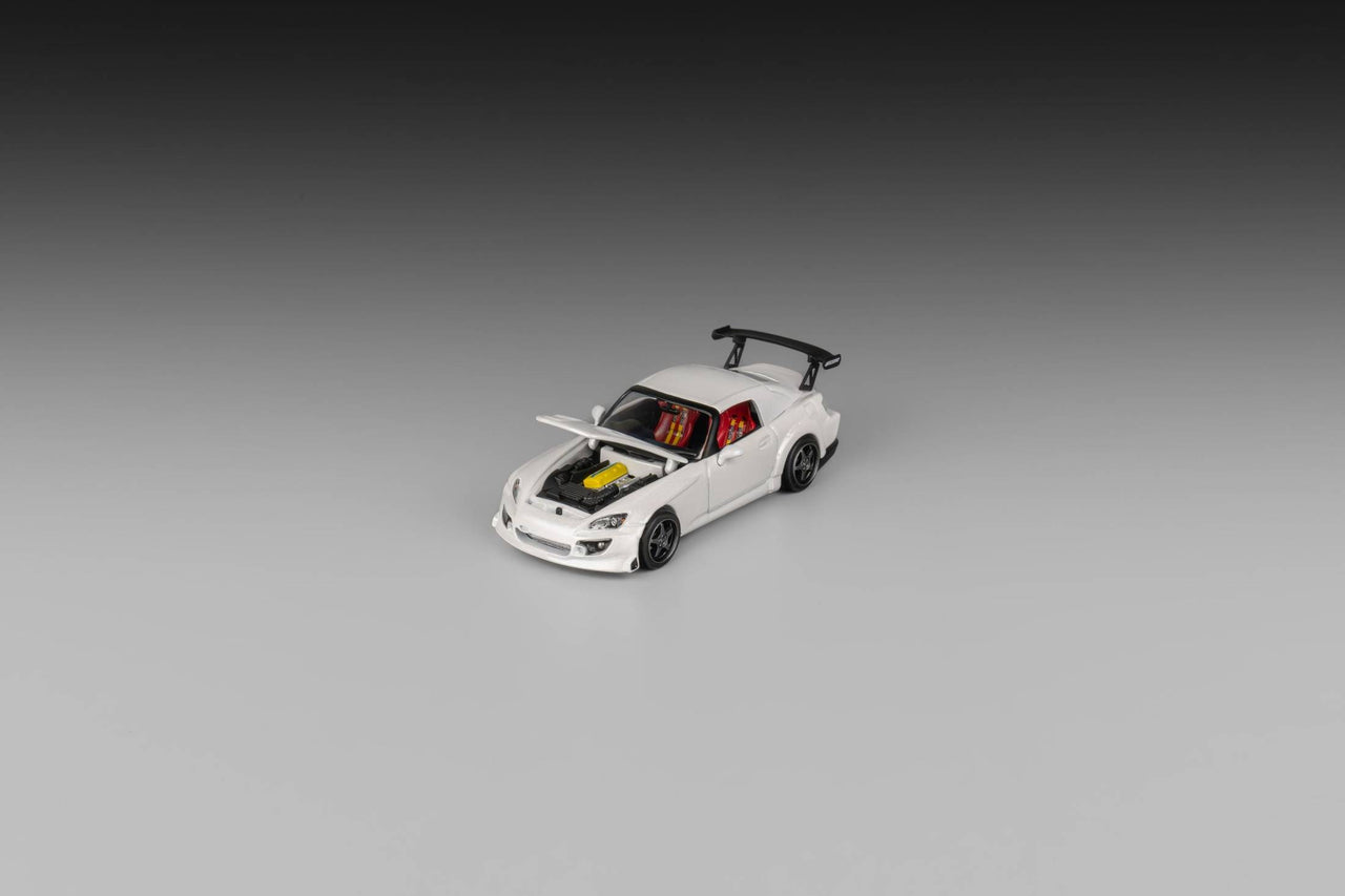 Micro Turbo 1:64 Custom Honda S2000 Spoon Racing Grand Prix White w/ Opening Hood