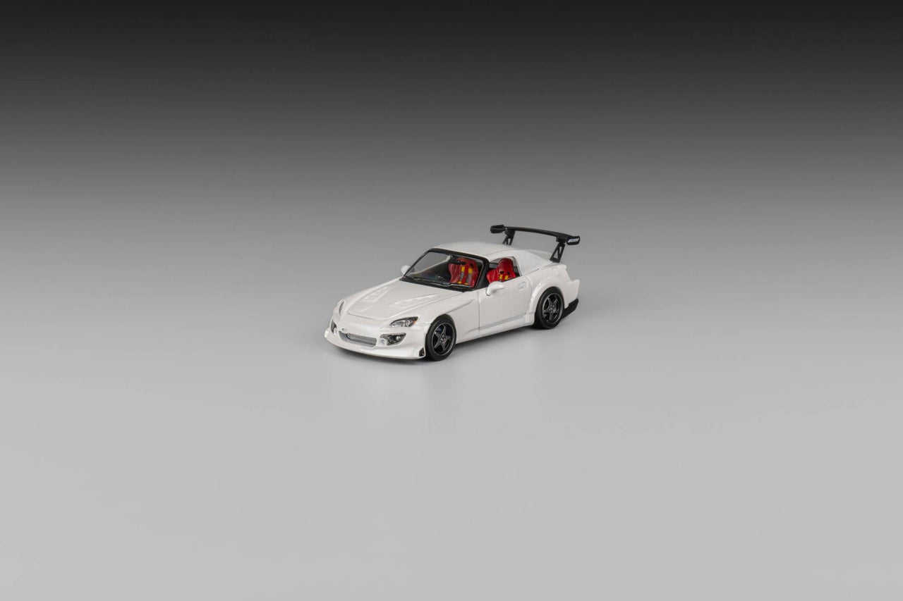 Micro Turbo 1:64 Custom Honda S2000 Spoon Racing Grand Prix White w/ Opening Hood