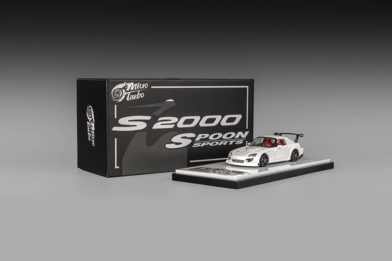 Micro Turbo 1:64 Custom Honda S2000 Spoon Racing Grand Prix White w/ Opening Hood