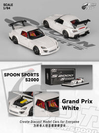 Thumbnail for Micro Turbo 1:64 Custom Honda S2000 Spoon Racing Grand Prix White w/ Opening Hood