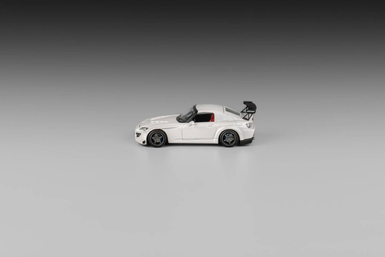 Micro Turbo 1:64 Custom Honda S2000 Spoon Racing Grand Prix White w/ Opening Hood