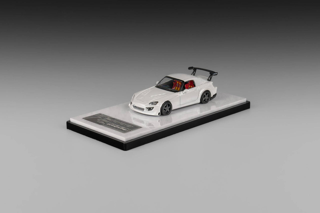 Micro Turbo 1:64 Custom Honda S2000 Spoon Racing Grand Prix White w/ Opening Hood