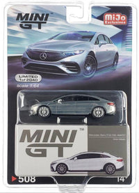 Thumbnail for Mini GT 1:64 Mercedes-Benz EQS 580 4MATIC High Tech Silver Metallic RAW CHASE