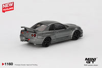 Thumbnail for Mini GT 1:64 Nissan Skyline GT-R Dark Metal Gray NISMO BNR34 CRS Version MGT01160-R