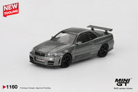 Thumbnail for Mini GT 1:64 Nissan Skyline GT-R Dark Metal Gray NISMO BNR34 CRS Version MGT01160-R