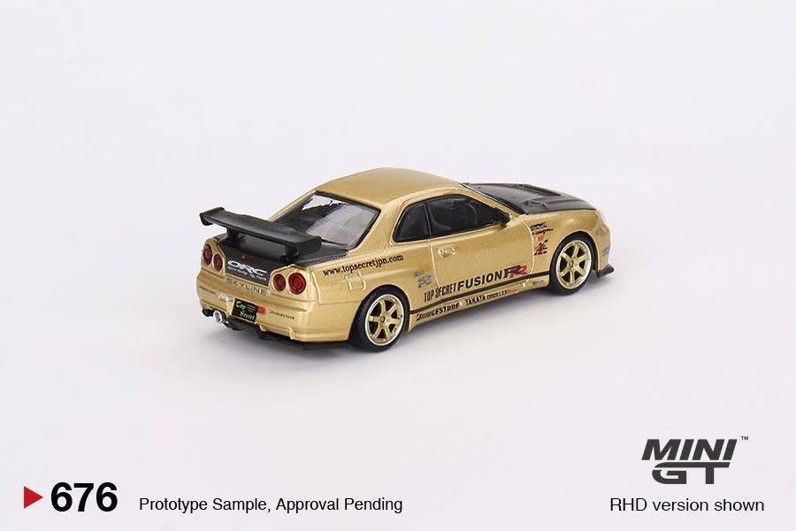 Mini GT 1:64 Nissan Skyline GT-R R34 Top Secret Gold Japan Exclusive