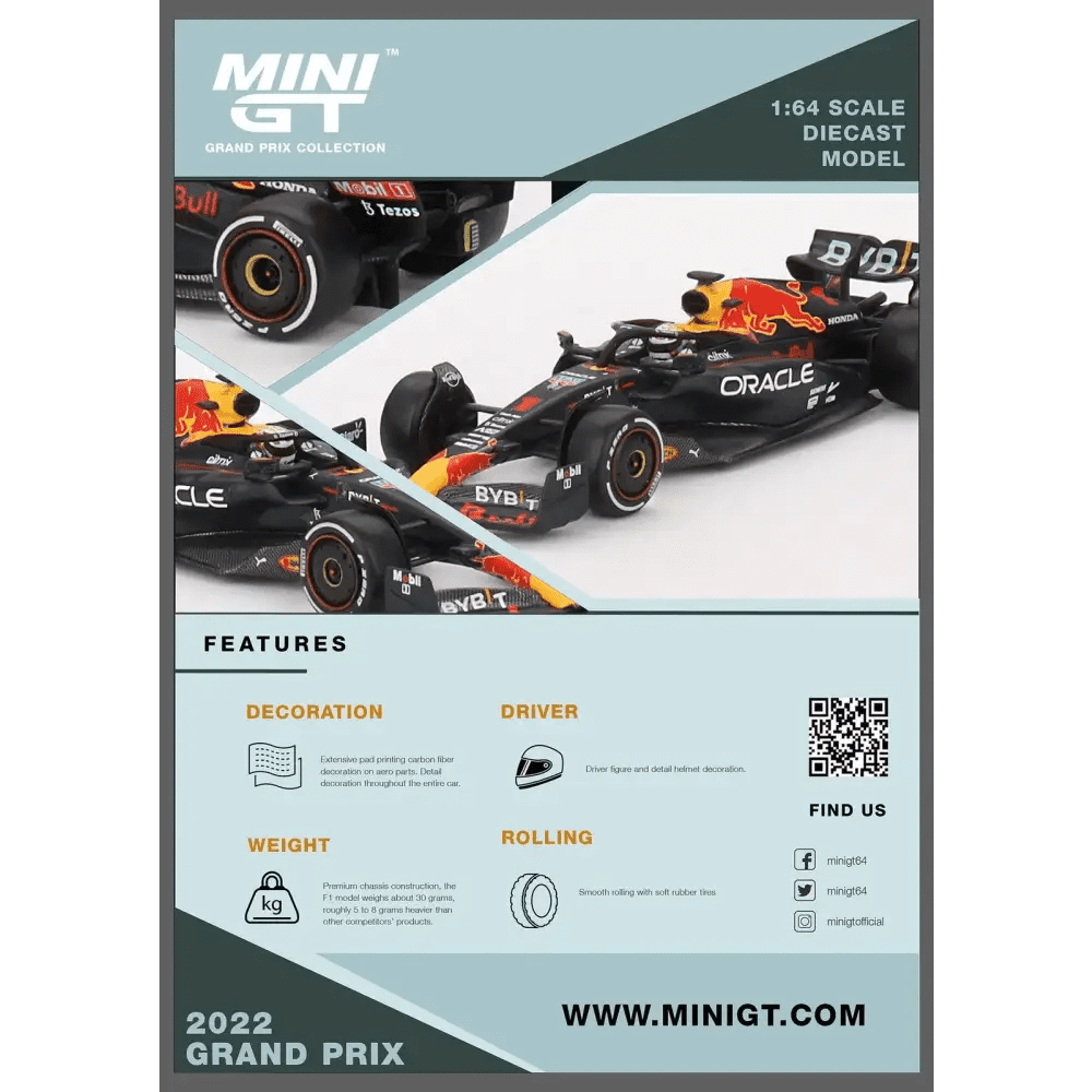 Mini GT 1:64 Oracle Red Bull Racing RB18 #1 Max Verstappen 2022 Monaco Grand Prix 3rd Place