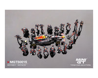 Thumbnail for Mini GT 1:64 Oracle Red Bull Racing RB19 #11 Sergio Pérez 2023 F1 Japanese Grand Prix Pit Crew Set Limited 5000 PCS MGTS0015