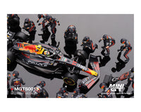 Thumbnail for Mini GT 1:64 Oracle Red Bull Racing RB19 #11 Sergio Pérez 2023 F1 Japanese Grand Prix Pit Crew Set Limited 5000 PCS MGTS0015