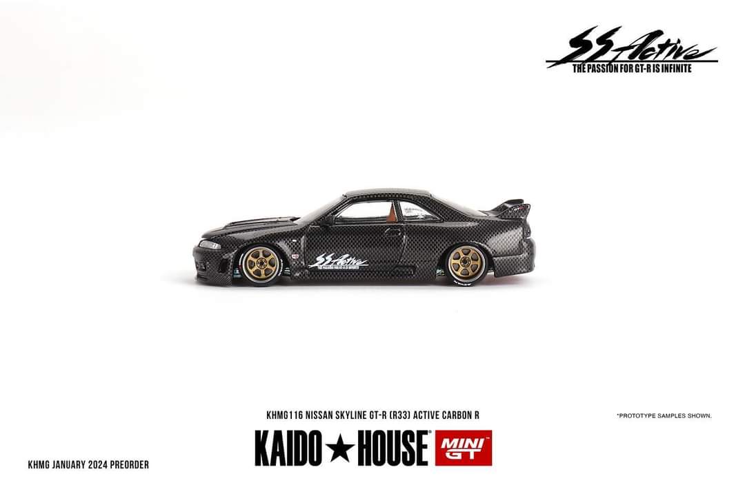 PRE-ORDER Mini GT X Kaidohouse 1:64 Nissan Skyline GT-R R33 Active Carbon R KHMG116