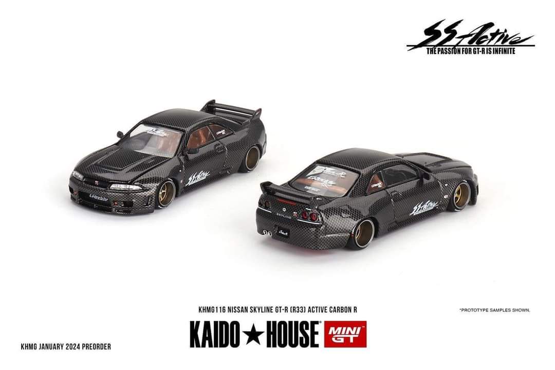 (PRE-ORDER) Mini GT X Kaidohouse 1:64 Nissan Skyline GT-R (R33) Active Carbon R KHMG116
