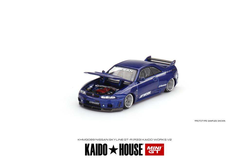 Mini GT X Kaidohouse 1:64 Nissan Skyline GT-R R33 Kaido Works V2 Blue