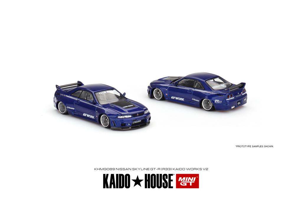 Mini GT X Kaidohouse 1:64 Nissan Skyline GT-R R33 Kaido Works V2 Blue