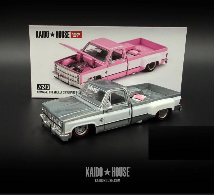 Mini GT x Kaido House 1:64 Chevrolet Silverado Dually Vintage Spec V2 KHMG243 RAW CHASE