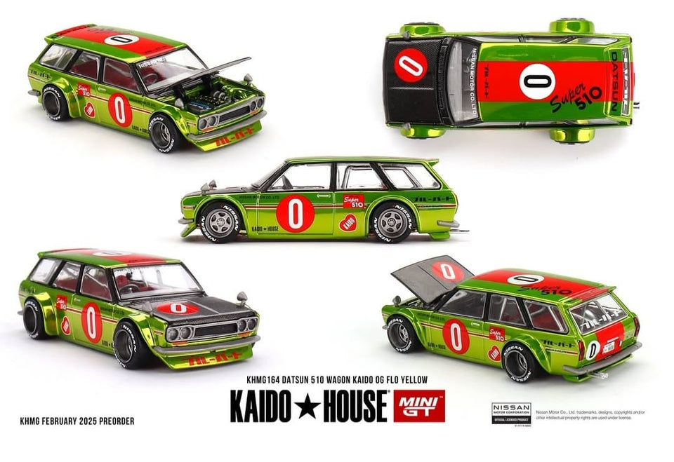 Mini GT x Kaido House 1:64 Datsun 510 Wagon KAIDO 510 FLO YELLOW